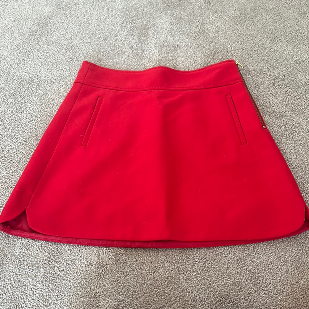 J. Crew red wool mini skirt size 6